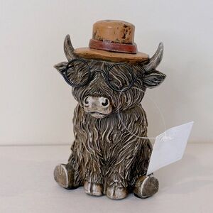 3 for $15 SALE New Resin Highland Cow Wearing Hat & Glasses